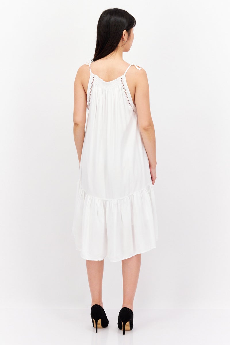 ESPRIT Women Pleated Midi Dress, White - Image 4